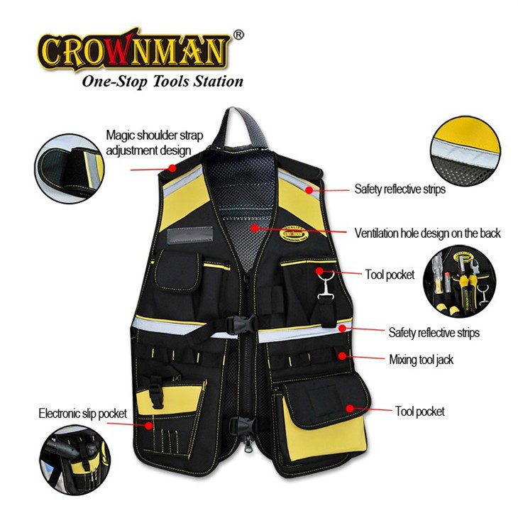 Многофункциональный светоотражающий жилет для инструментов CROWNMAN