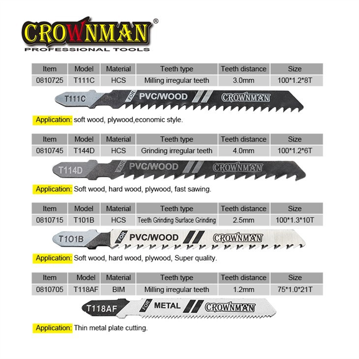 Набор полотен для лобзика CROWNMAN, 5 шт.